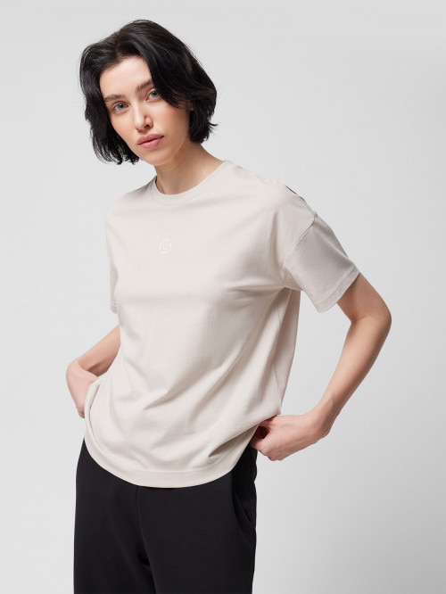 OUTHORN Women's boxy cut tshirt with print cream