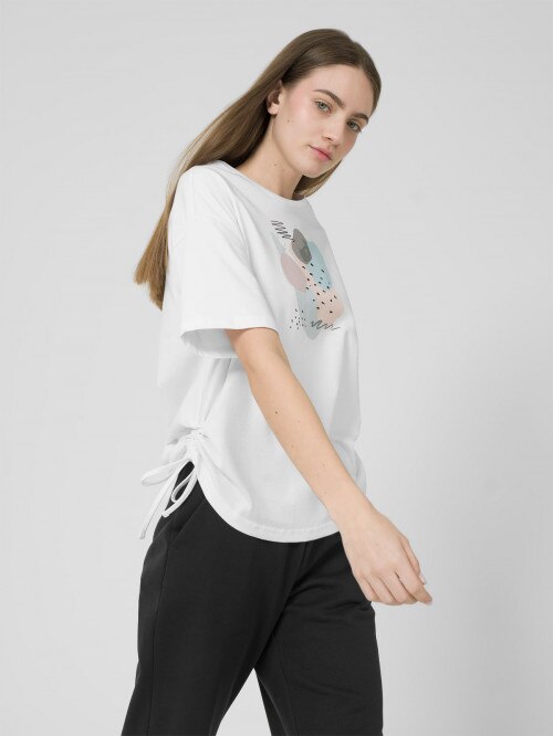 OUTHORN Women's oversize Tshirt with print white
