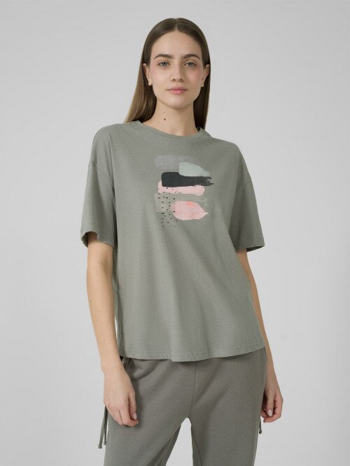 OUTHORN Women's oversize Tshirt with print gray