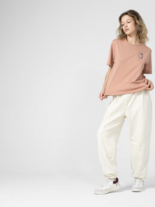 OUTHORN Women's Tshirt with embroidery  coral powder coral