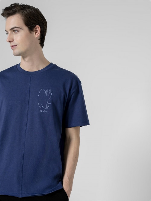 OUTHORN Men's Tshirt with embroidery  navy blue
