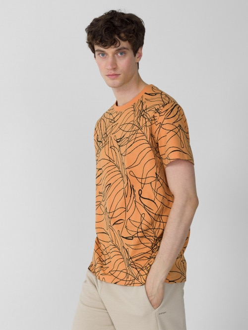 OUTHORN Men's tshirt with print salmon pink
