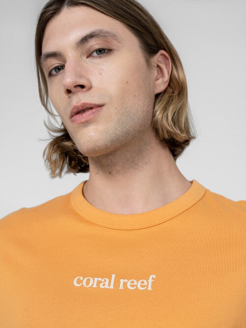 OUTHORN Men's Tshirt with print  yellow