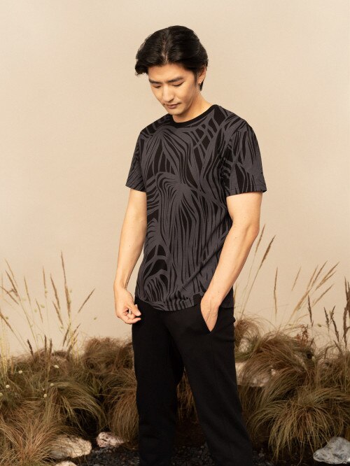 OUTHORN Men's Tshirt with print deep black
